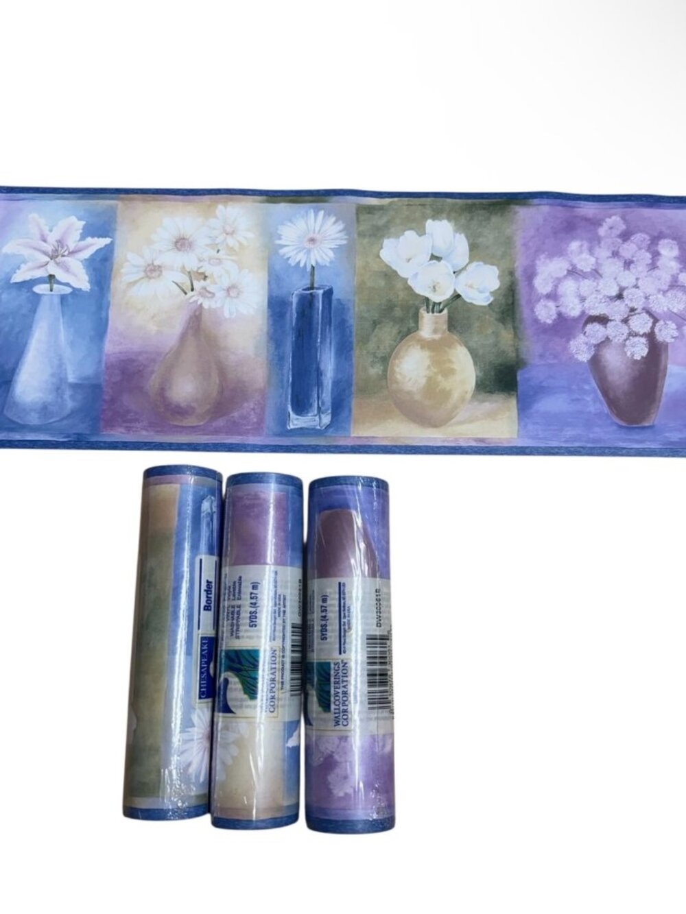 Vintage Wallpaper Border Floral 80s 90s Abstract Cottage Chesapeake 3 Rolls NEW
